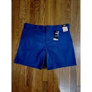 NWT Lee‎ Chino Shorts Mid Rise Womens 18 M Navy Blue 7" Ultra Soft Waistband